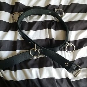 Black Leather O Ring Waist Belt